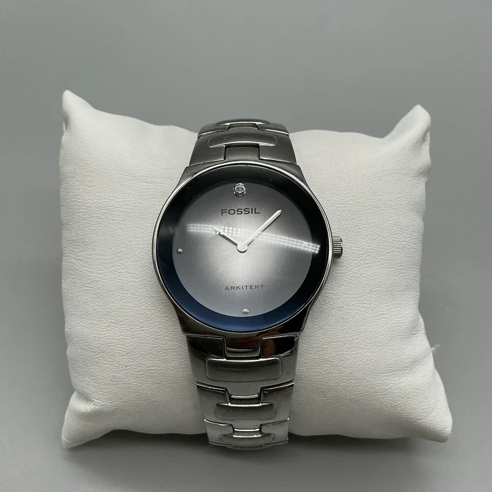 Fossil Arkitekt FS-3028 Womens Watch 35mm Gray Dial Stainless New Battery 8